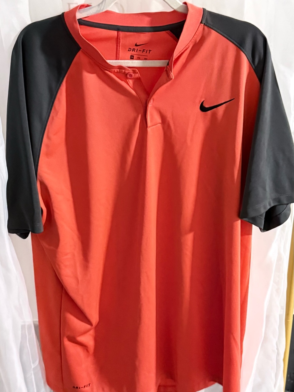 Nike Men’s Dri-FIT Polo - Coral Red with Dark Gray Sleeves